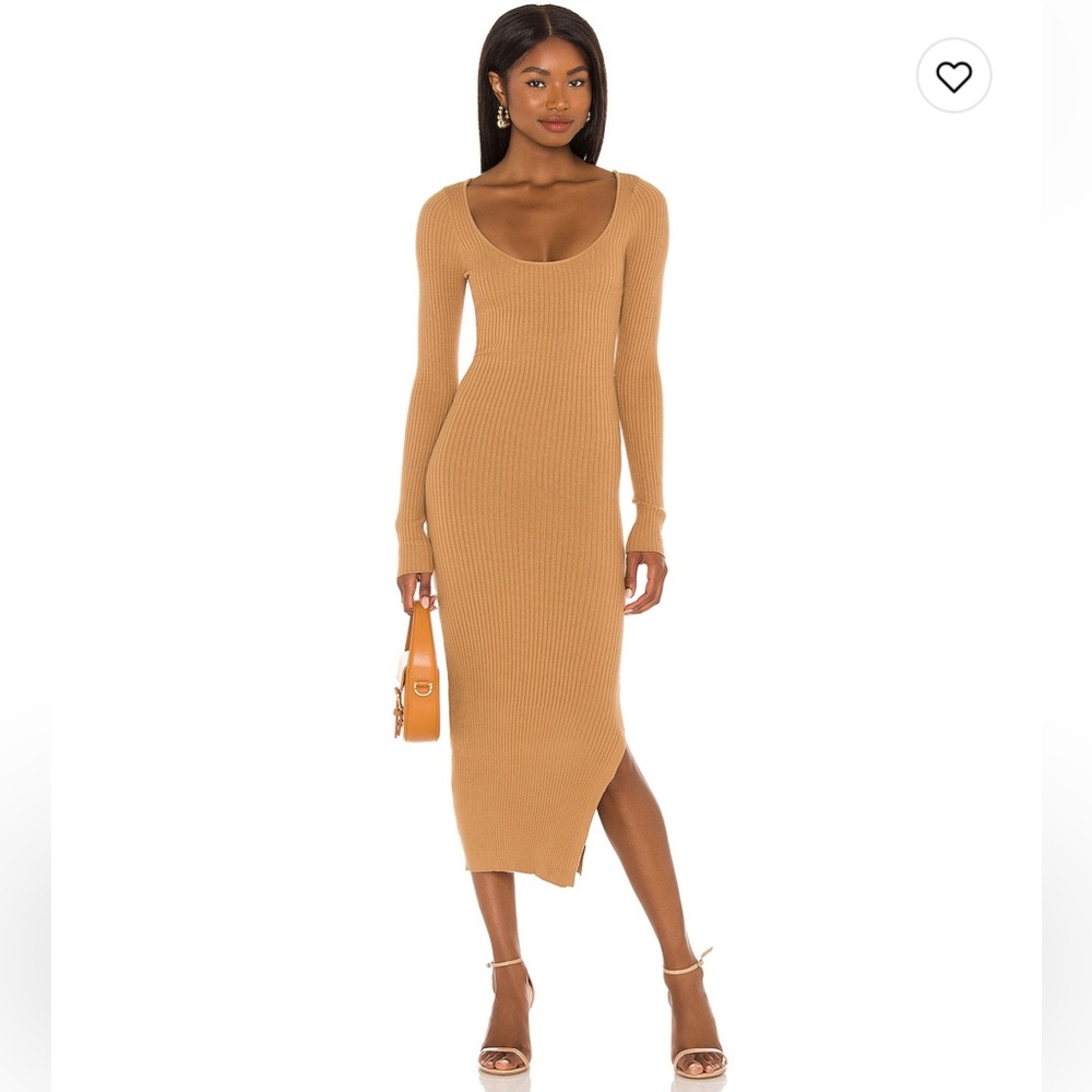 L'Academie Nessa Long Sleeve Tan Sweater Dress